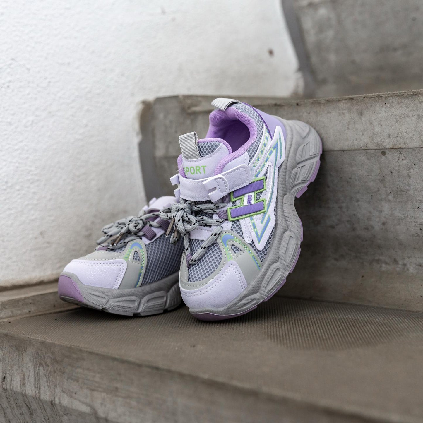 Bovenaanzicht van paarse meisjes sneaker Splashz Purple met comfortabele pasvorm